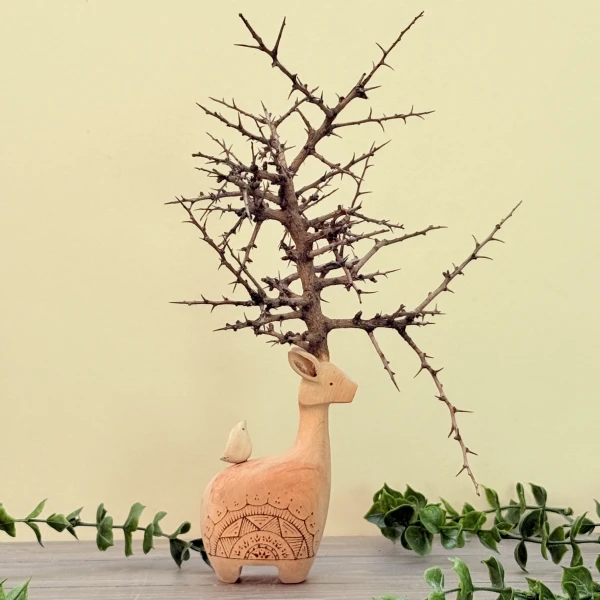 2025_11_16_13_37_IMG_9469 گوزن با شاخ طبیعی تک پرنده طرح پنج