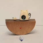 مجسمه چوبی دکوری گربه با پایه متغییر